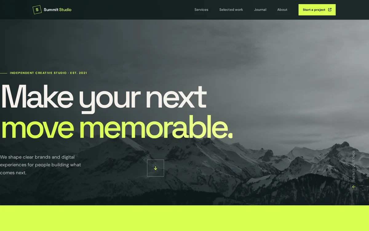 Summit Creative Studio home page, captured from the live website