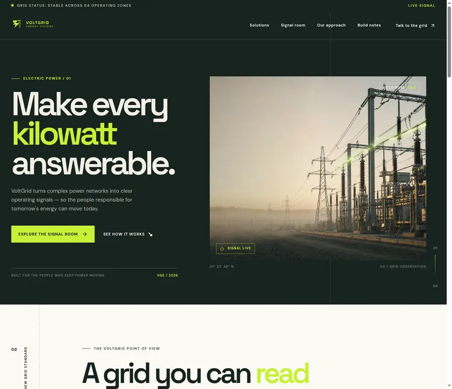 VoltGrid electrical power operations interface
