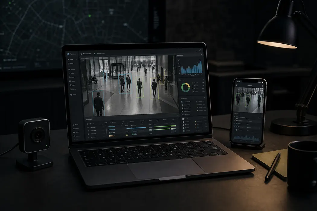 Human tracking computer vision system on laptop and phone